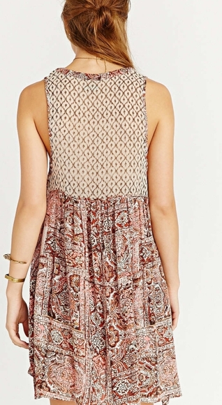 Ecote Girly Earthy gauze true blue frock mini Boho dress size small - Picture 2 of 8